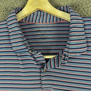 Peter Millar Seaside Polo Shirt Mens‎ XXL Blue Pink Stripe Performance Golf